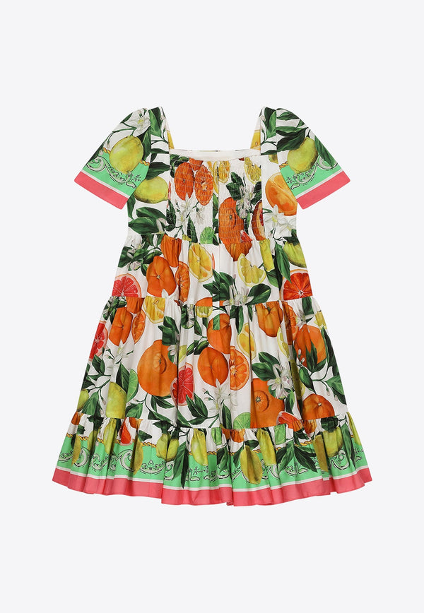 Girls Lemon and Cherry Print Dress