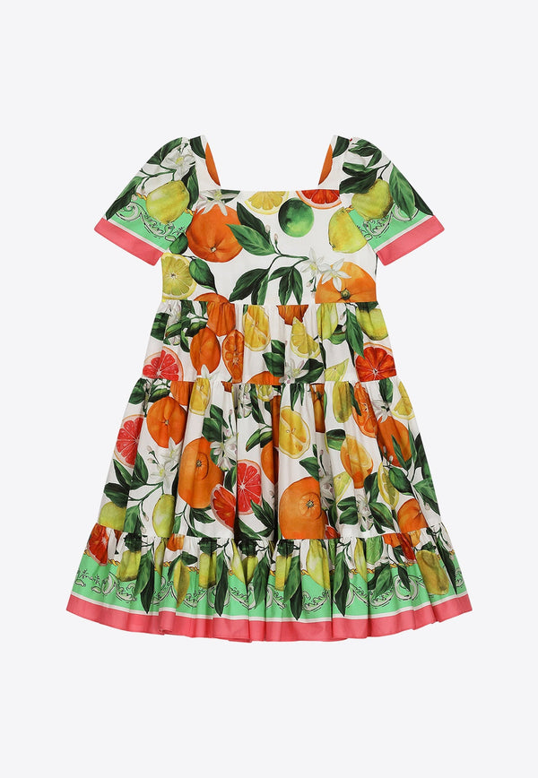 Girls Lemon and Cherry Print Dress