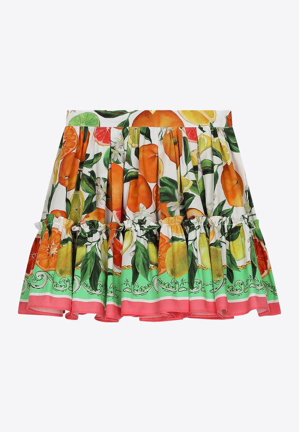 Girls Lemon and Orange Print Skirt