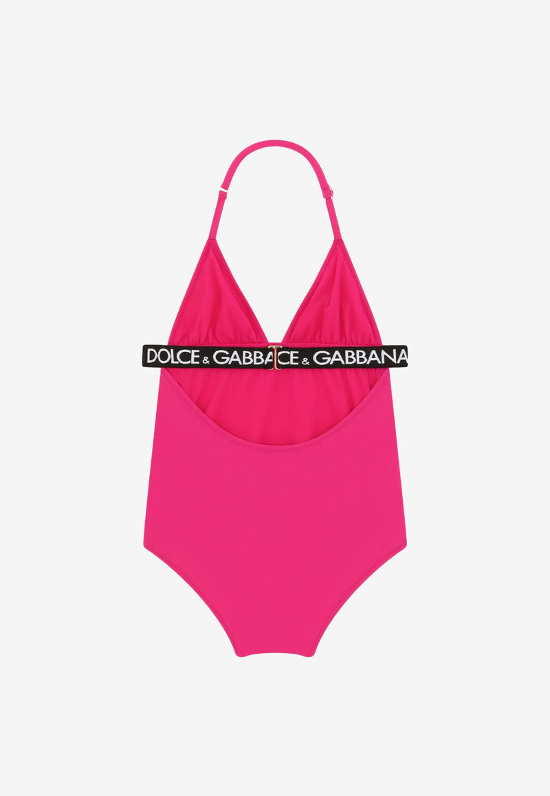Girls Logo Print One-Piece Swimsuit