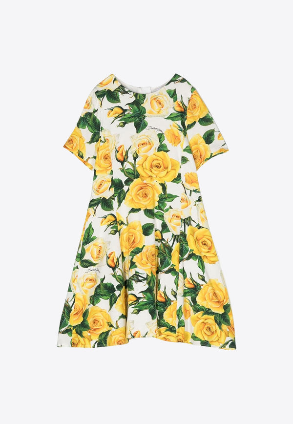 Girls Rose Print Dress