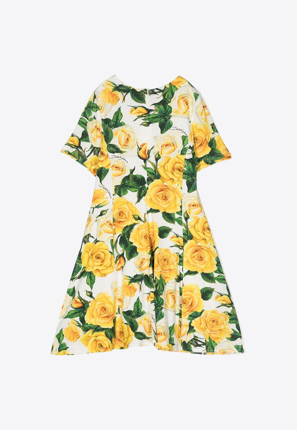 Girls Rose Print Dress