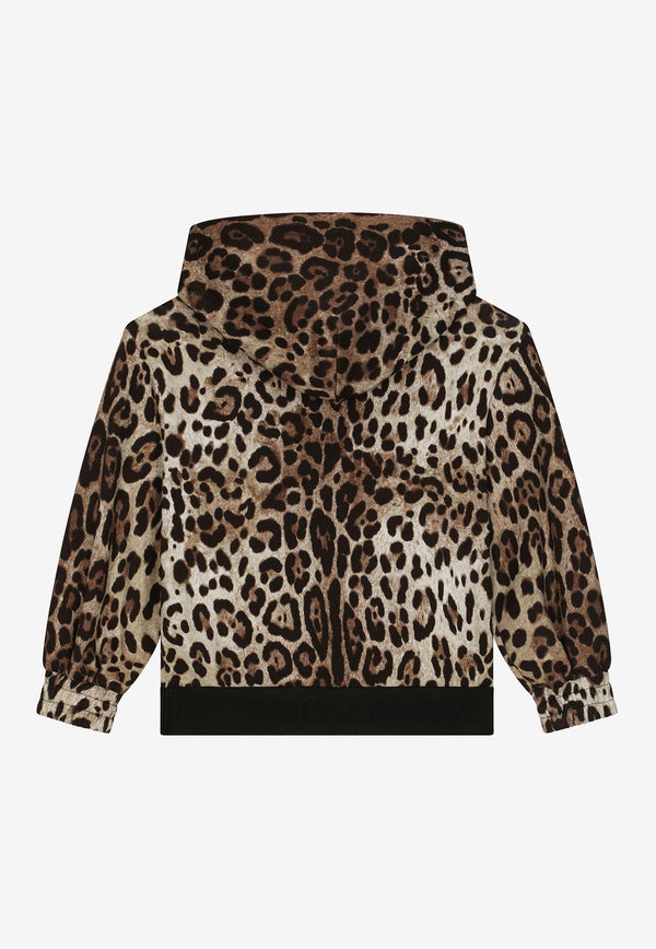 Girls Leopard Print Zip-Up Hoodie