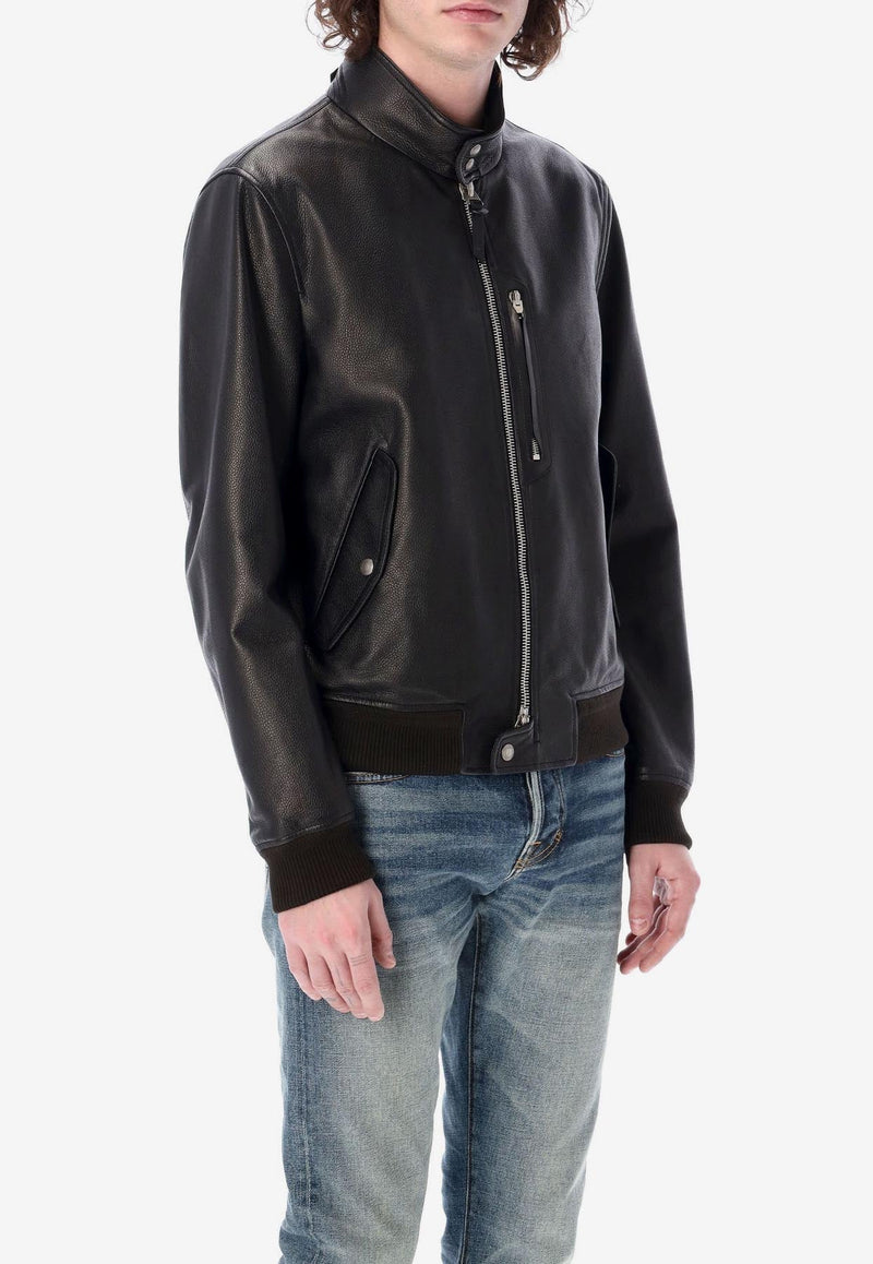 Zip-Up Leather Jacket