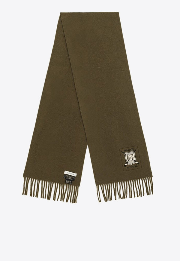 Logo-Embroidered Virgin Wool Scarf
