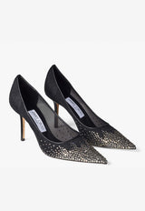 Love 85 Crystal-Embellished Mesh Pumps