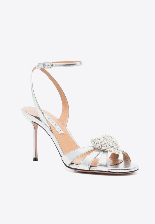 Love Me 85 Crystal-Embellished Sandals in Metallic Leather