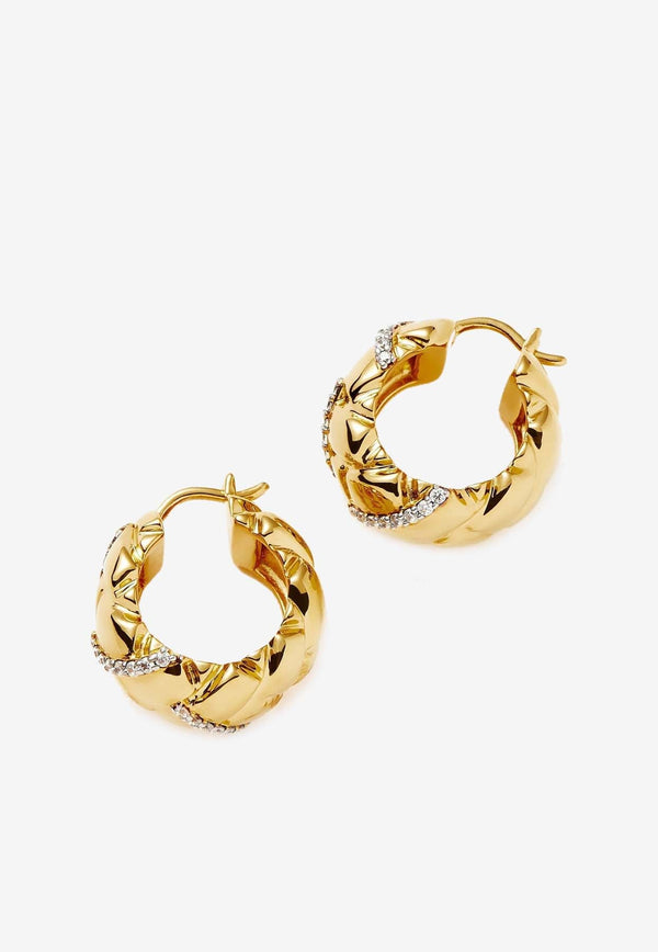 X Lucy Williams Waffle Paved Hoop Earrings