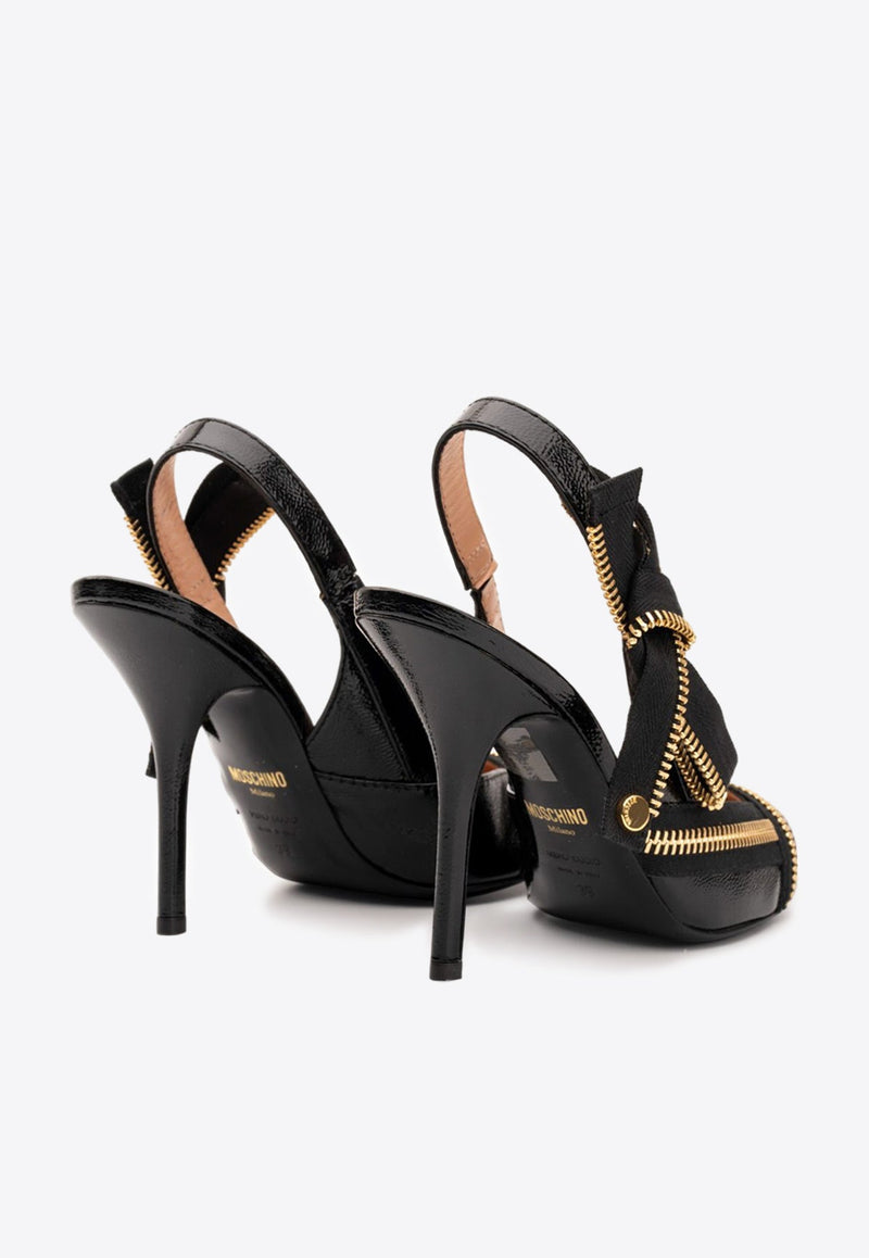 100 Zip-Detail Pumps in Patent Leather