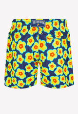 Mahina 1981 Flower Turtles Print Nylon Swim Shorts