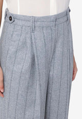 Striped Wool-Blend Tailored Pants