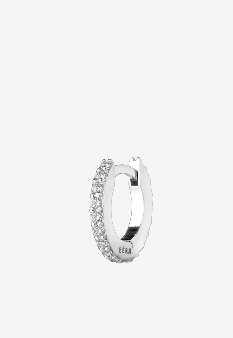 Mini Single Diamond Paved Hoop Earring in 18-karat White Gold