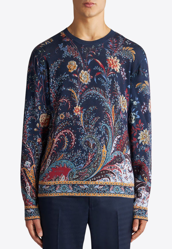 Paisley Silk and Cashmere Floral Sweater