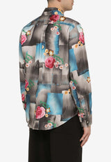Patchwork Floral Silk Shirt