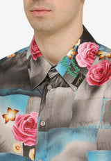 Patchwork Floral Silk Shirt