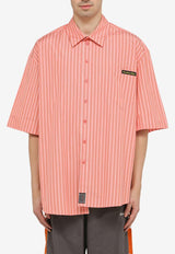 Asymmetric Striped Short-Sleeved Shirt