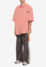 Asymmetric Striped Short-Sleeved Shirt