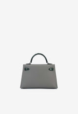 Mini Kelly II 20 Touch in Gris Meyer Madame and Vert Fonce Alligator Leather with Palladium Hardware