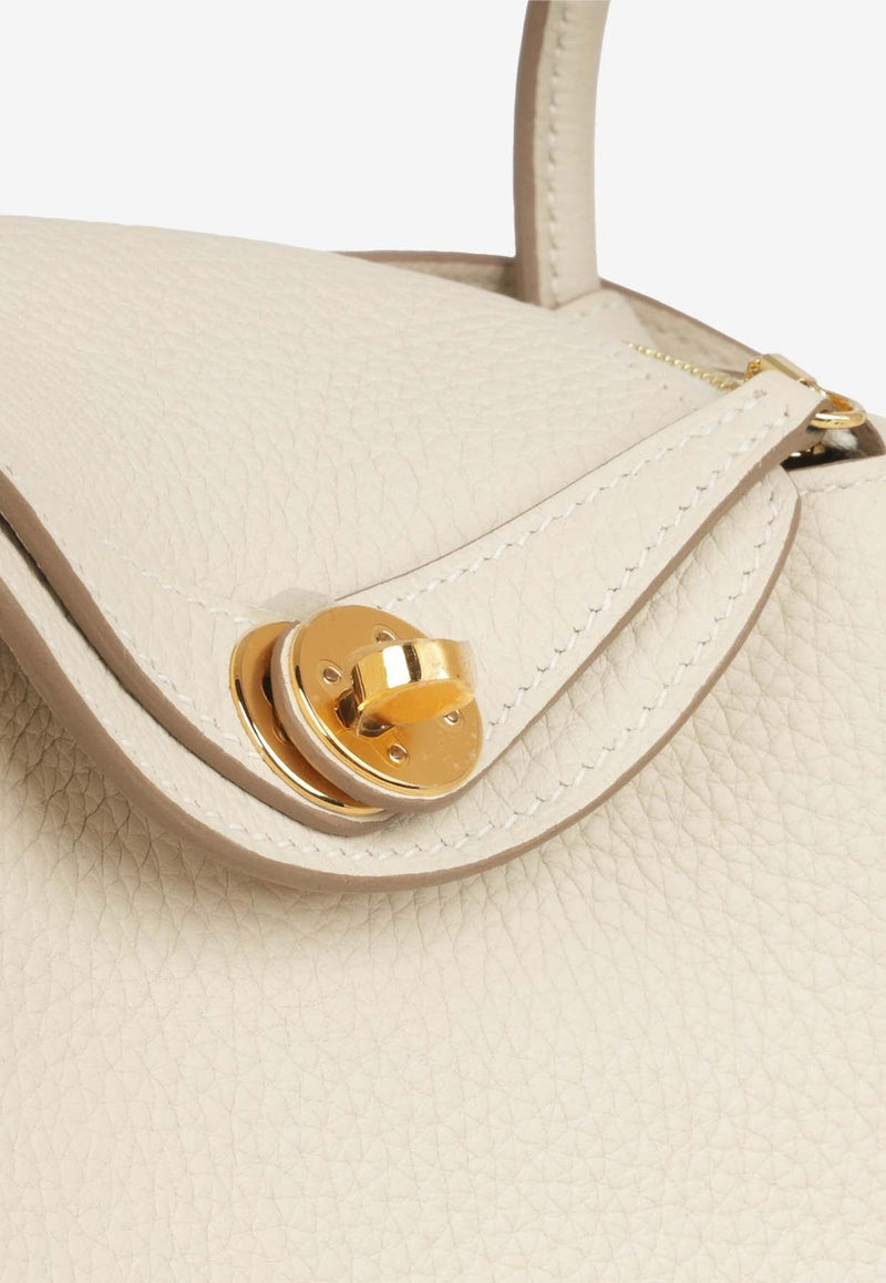 Mini Lindy 20 in Craie Clemence Leather with Gold Hardware