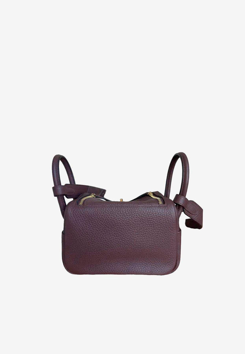 Mini Lindy 20 in Cassis Taurillon Clemence Leather with Gold Hardware