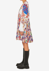 Paisley Print Mini Dress in Silk