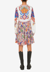 Paisley Print Mini Dress in Silk