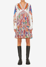 Paisley Print Mini Dress in Silk