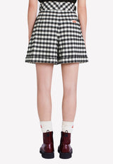 High-Waist Gingham Check Shorts