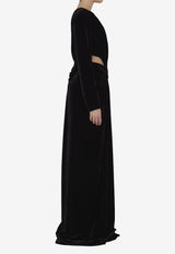 Velvet One-Shoulder Maxi Dress