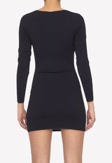 Stretch Fabric V-neck Mini Dress