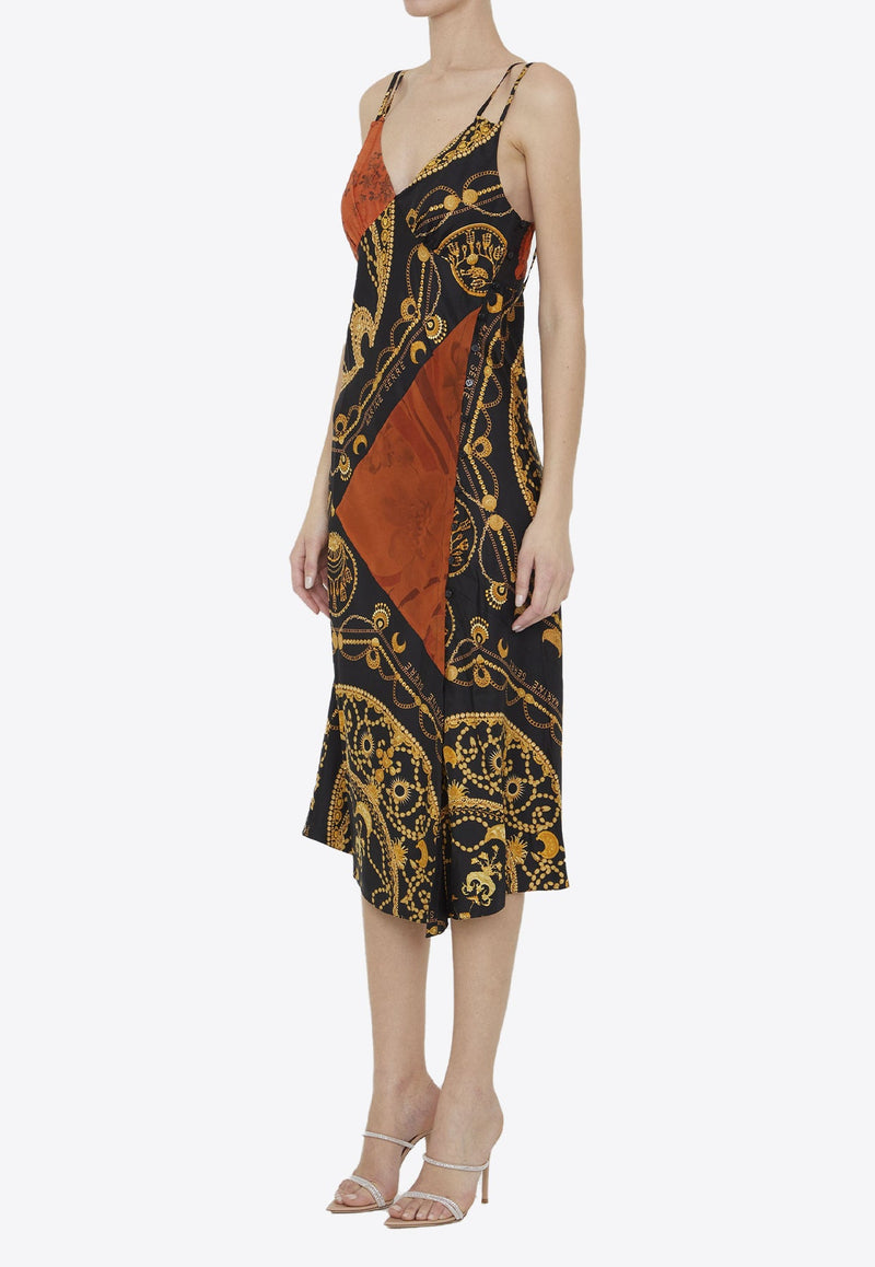 Ornament-Print Midi Dress