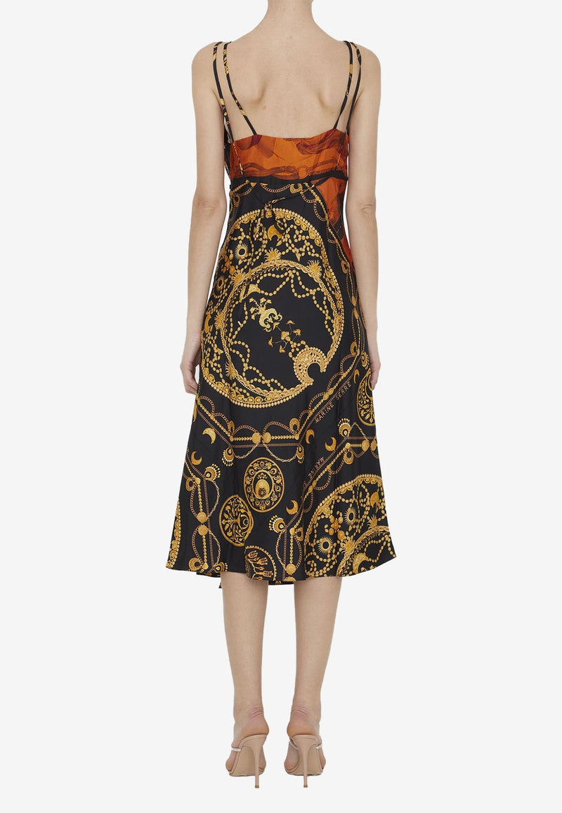 Ornament-Print Midi Dress