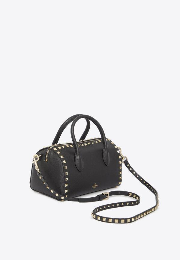 Rockstud Top Handle Bag in Grained Leather