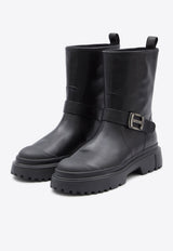 H619 Biker Boots in Leather