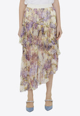 Lyrical Floral Asymmetric Midi Skirt