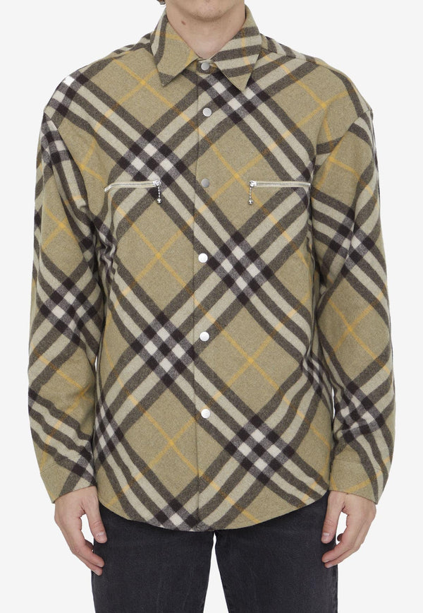 Wool Blend Checked Overshirt
