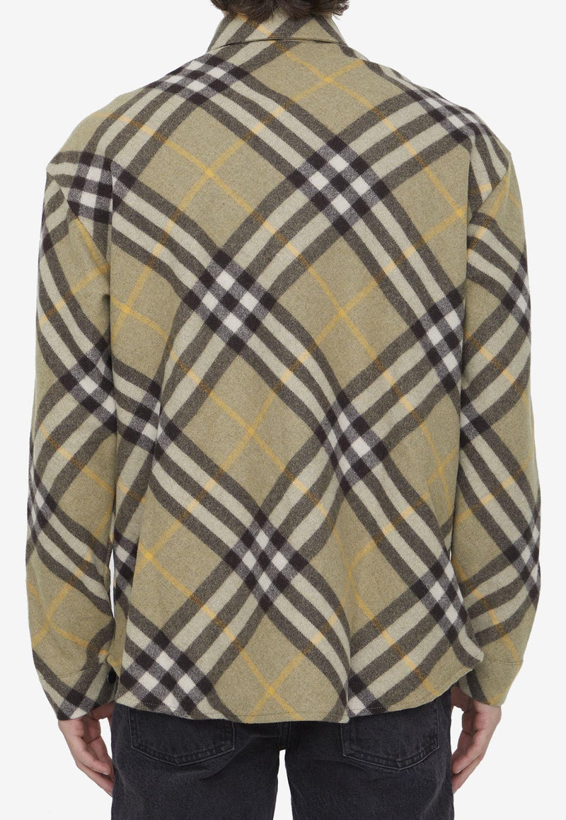 Wool Blend Checked Overshirt
