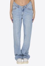 Nameplate Chain Straight-Leg Jeans