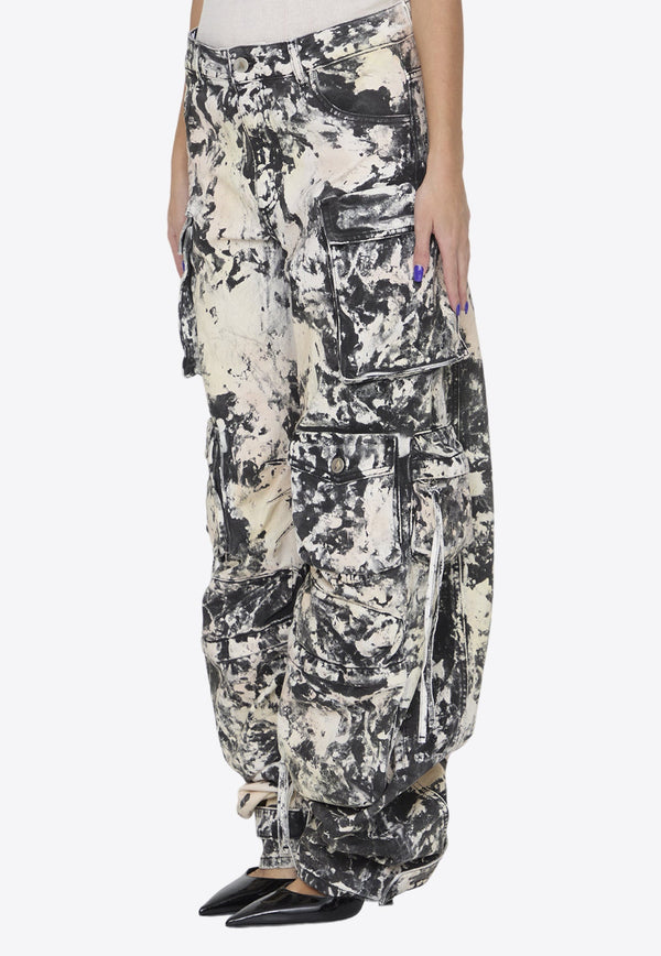 Fern Paint Splatter-Effect Cargo Pants