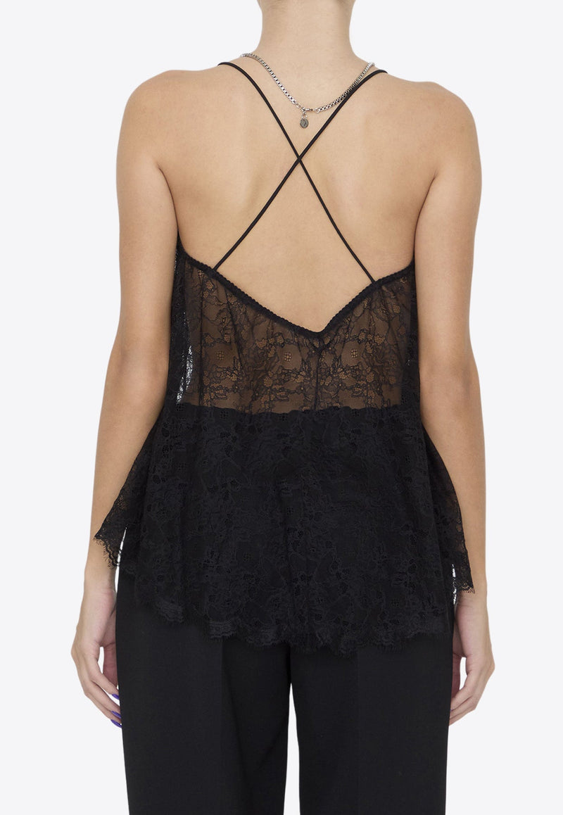 Cut-Out Sleeveless Lace Top