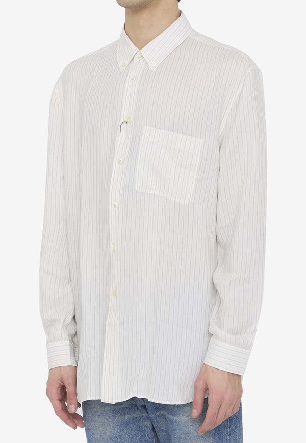 Button-Down Striped Silk Shirt