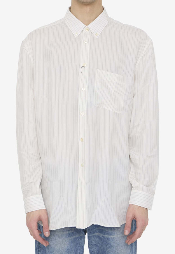 Button-Down Striped Silk Shirt