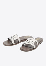 Logo Strap Leather Flat Sandals