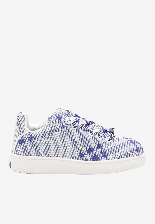 Box Check Knit Low-Top Sneakers