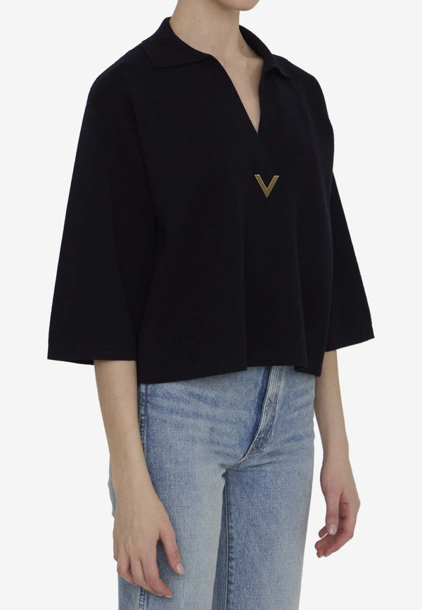 VLogo Knit Top in Virgin Wool