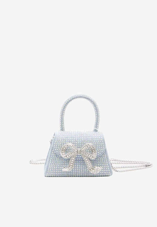 Micro Crystal-Embellished Bow Top Handle Bag