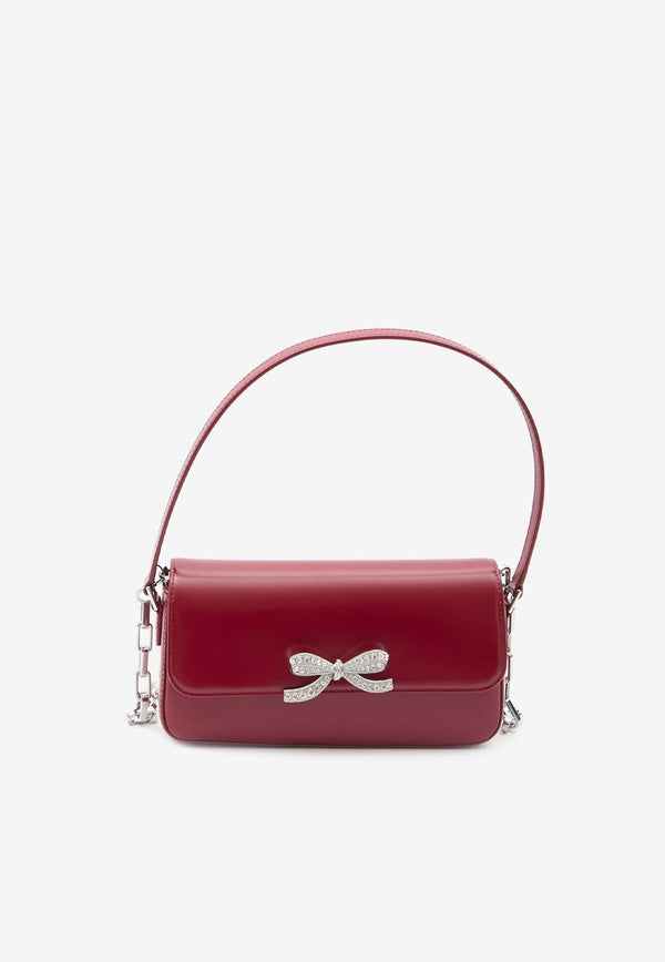 Crystal-Embellished Bow Baguette Bag