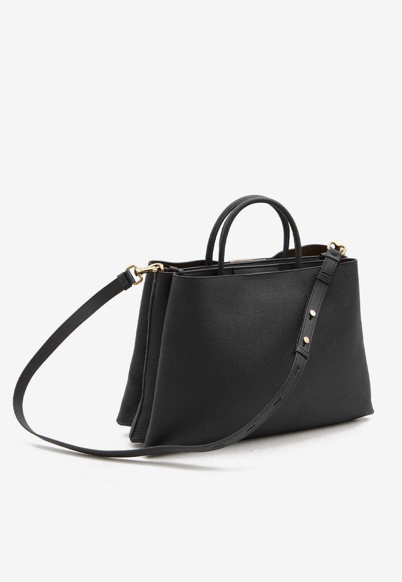 Medium T Timeless Grained Leather Top Handle Bag