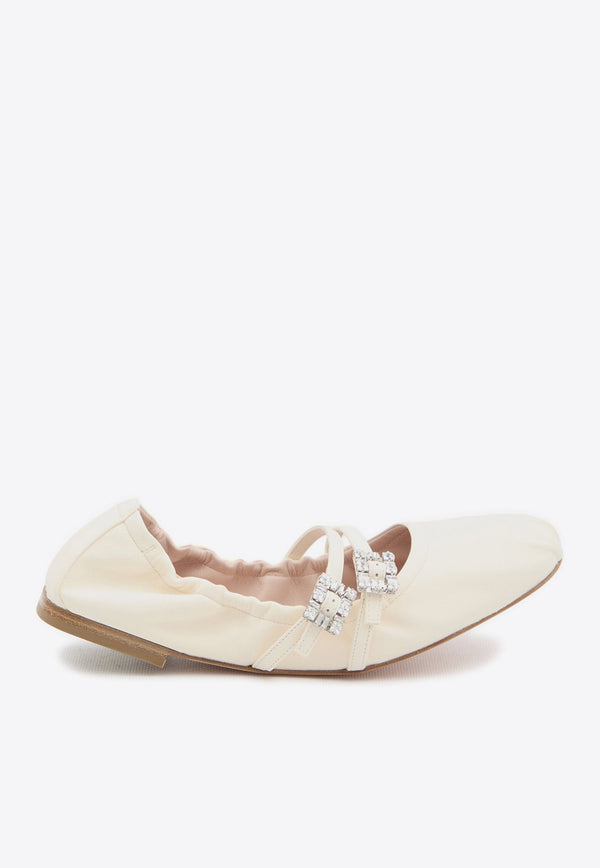 Crystal Embellished Nappa Leather Ballet Flats