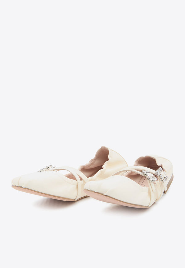 Crystal Embellished Nappa Leather Ballet Flats